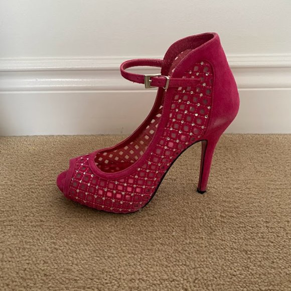 Barbie Pink Rhinestone Open Toe Heels - Picture 5 of 8
